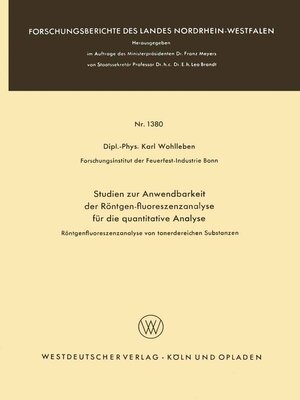 cover image of Studien zur Anwendbarkeit der Röntgen-fluoreszenzanalyse für die quantitative Analyse